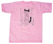 復刻 ねこＴシャツ(ピンク地に黒ＳＳ)